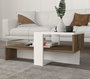 Hanah Home Mesa de Centro Escandinava Blanca y Nogal con Almacenamiento 80x43.6x32.6 cm